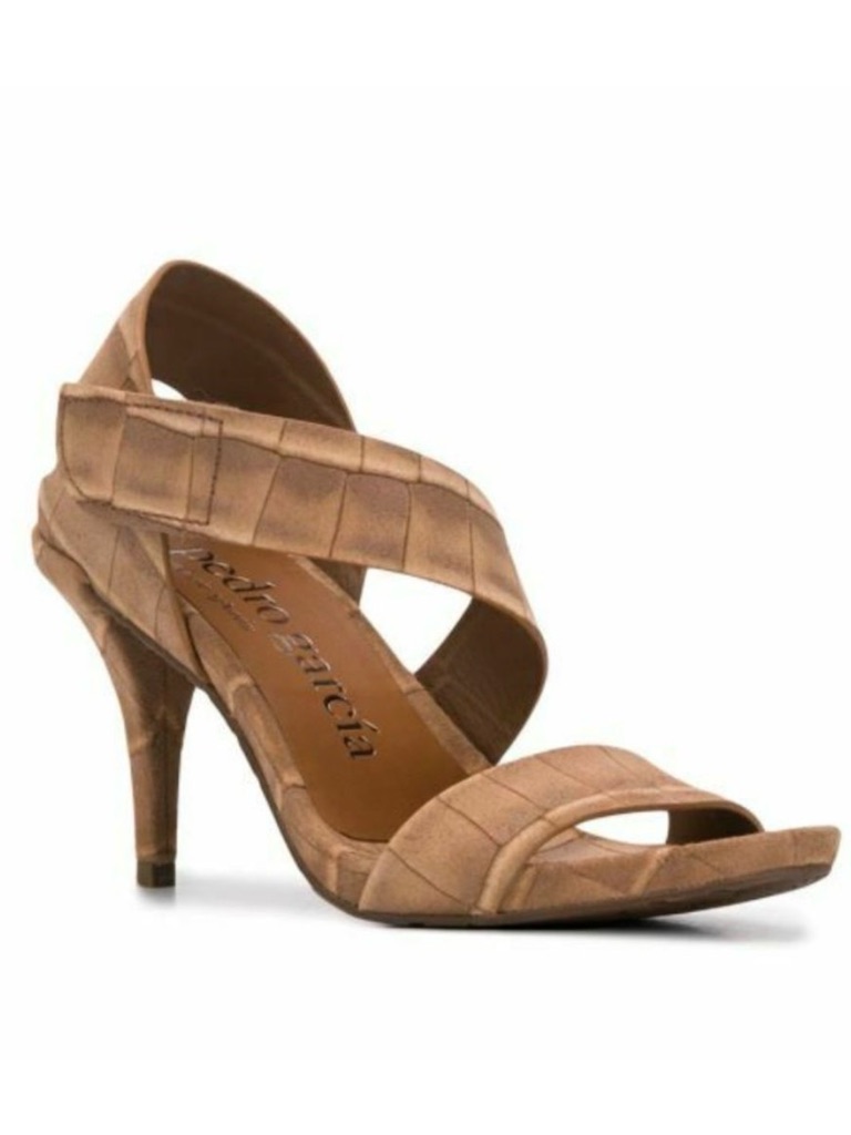 Pedro Garcia Yamina Open Toe Heels Brown Women's Shoe Size 37